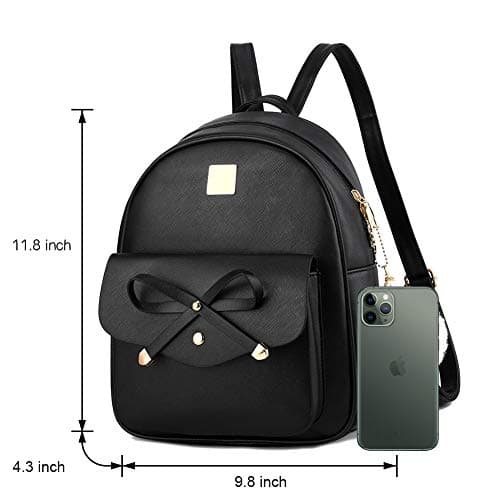 Gloppers Girls Bow Backpack 3PCS Faux Leather Backpack Set with Shoulder Bag & Wallet Cute Rucksack for Women Travel (Pink) — view 4