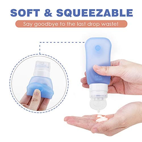 MoKo Travel Bottles 4 Pack, Leak Proof BPA Free & FDA Approved Refillable Cosmetic Toiletry Containers, Silicone Travel Bottles Set with Suction Cup for Shampoo Lotion Conditioner & More, 3.1 oz(89ml) — view 5