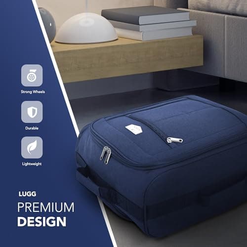 LUGG Cabin Size Lightweight Luggage - Durable 600D Polyester Snowflake Push Up Trolley - Solid Wheels - Easyjet, Ryanair, British Airways - Airway Locker (45x36x20cm) — view 3