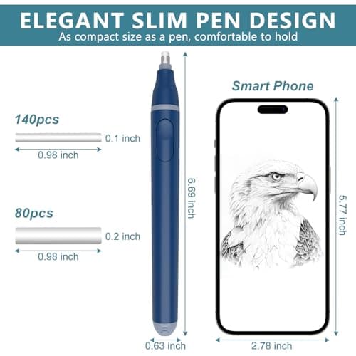 Foyucool Electric Eraser for Artists, 220pcs Refills & 2.3/5mm Sizes — view 2