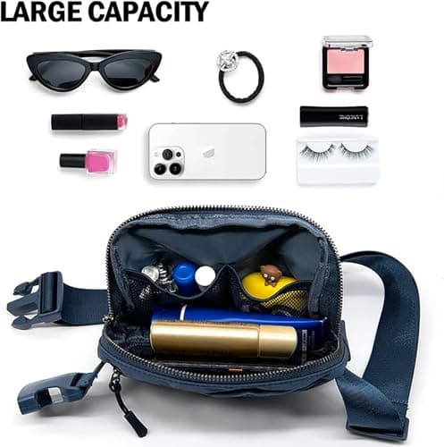Bomvabe Fanny Pack for Women Teens Girls, 1L Everywhere Belt Bag with Adjustable Strap 32" to 51", Small Bum Bag for Ladies with Multi Pockets, Crossbody Bag Lightweight for Travel Sport, Navy Blue — view 4