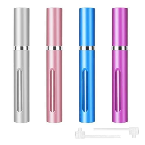Cyugooden Perfume Atomiser Refillable Atomisers Empty Mini Travel Perfume Spray Refill Small Bottle Travel Must Haves Leaking Proof for Traveling Men Women 4 PCS