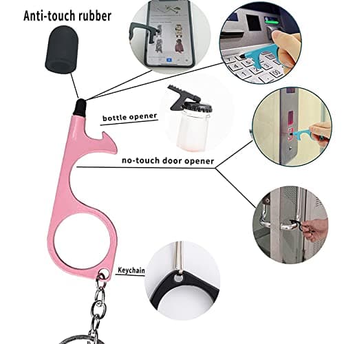 Flymind Safe Keychain Set for Girls with Personal Safety Alarm, Hand Sanitizer Holder, Whistle and Pom — view 4