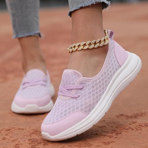Women Comfy Orthopedic Walking Shoes Women Lightweight Slip-On Knitted Sneakers Comfortable Fashion Flat Walking Shoes Breathable Slip On Arch Support Non-Slip Sneakers