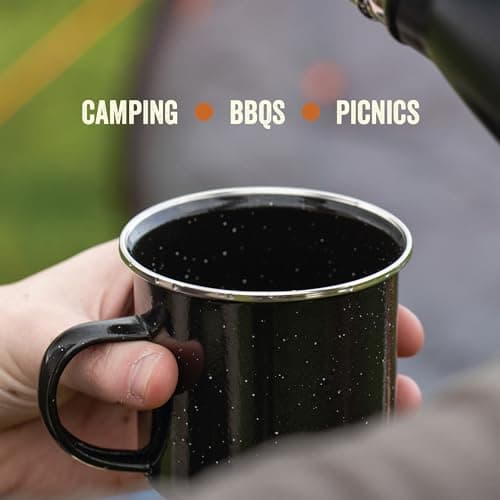 Milestone Camping Enamel Travel Mug/Ideal for Camping, Hiking, Fishing, Travels & More/Black Colour Mug — view 4