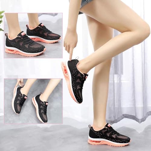 FLARUT Women Trainers Athletic Running Shoes Breathable Sport Walking Sneakers Lightweight Tennis Shoes(Orange,36) — view 2