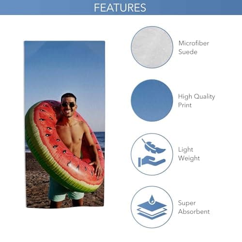 Print Maniacs Personalised Photo Beach Towel Custom Picture Towel Microfibre Large Quick Dry Lightweight Travel Towel Holiday Pool Gym Spa Gift for Family — view 3