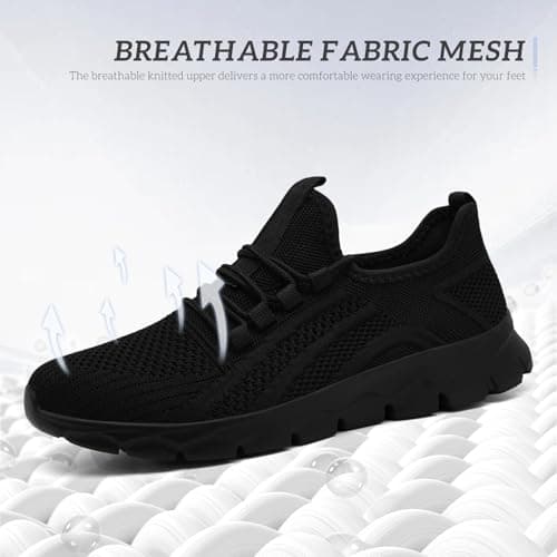 Trainers Men Black Gym Running Shoes Slip On Sneakers Black Mens Size 10 — view 3