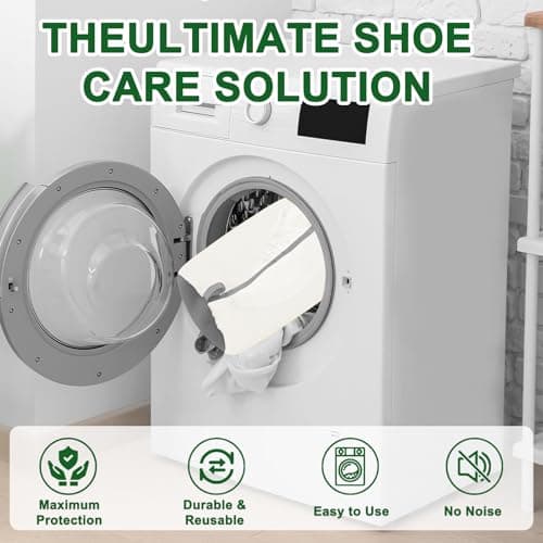 Trainer Washing Machine Bag, Shoe Washing Machine Bag for Washer & Dryer Laundry, Shoe Bags for Washing Machine for All Shoe Types & Sizes, 360° Wrap-Around Cleaning (CREAM - 2PCS) — view 5