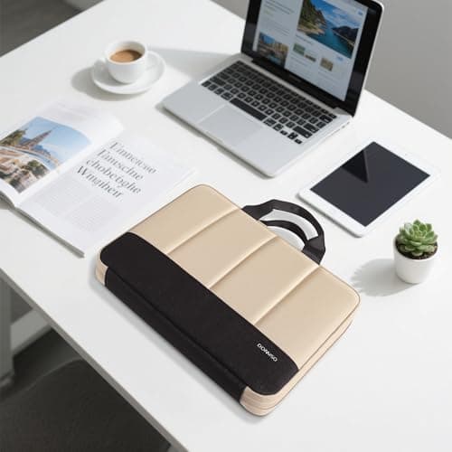 DOMISO 15-15.6 Inch Laptop Sleeve for MacBook Air 15" & Pro, Dell XPS 15, HP, Lenovo, Gaming Laptops Water-Resistant Protective Case with Zipper，Beige — view 5