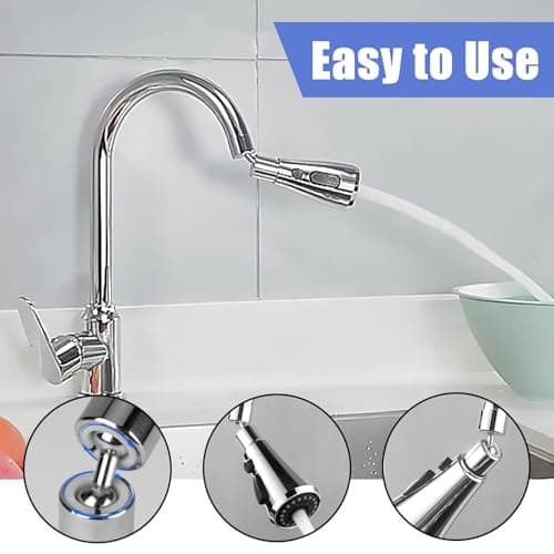 Faucet Extender,360° Rotating Kitchen Tap Spray Head Tap Extender for Kitchen Sink Universal Faucet Adapter Multi-Pattern Tap Attachment for Kitchen Sink Tap Aerator and Sprayer Silver — view 5