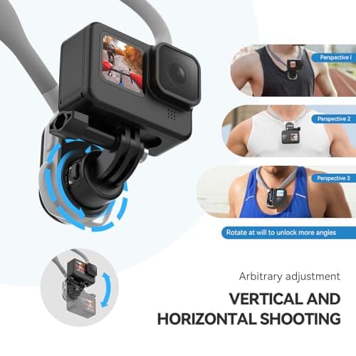 TELESIN° Quick Release Magnetic Neck Mount with Brust Strap for GoPro Hero 13 12 11 10 MAX DJI Osmo Action 5 Pro/4/3/2 Pocket 3 Insta360, POV Action Camera Neck Mount Vlog Accessories — view 3