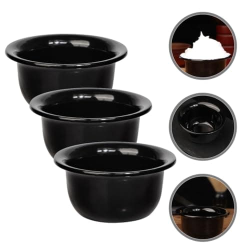 VILLCASE 3pcs Reusable Shaving Soap Bowls for Men with Stable Bowl Base and Portable Design Simple and Elegant Black Shaving Mug for Travel Use — view 5
