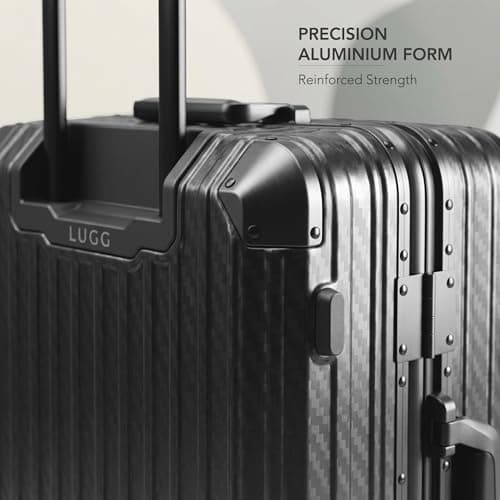LUGG Solo Explorer 24 Inch Cabin Suitcase with Protection Cover, Aluminium Hard Frame Trolley, 66L Lightweight Luggage, 360° Spinner Wheels, TSA Lock, Water Resistant (65x45x26.5cm) - 5 Year Warranty — view 6