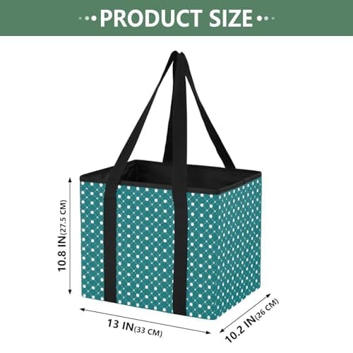 Grckit Car Trunk Organizer Dots Teal Heavy Duty Collapsible Storage Tote Bag with Reinforced Handles for Shopping Travel Picnic — view 2