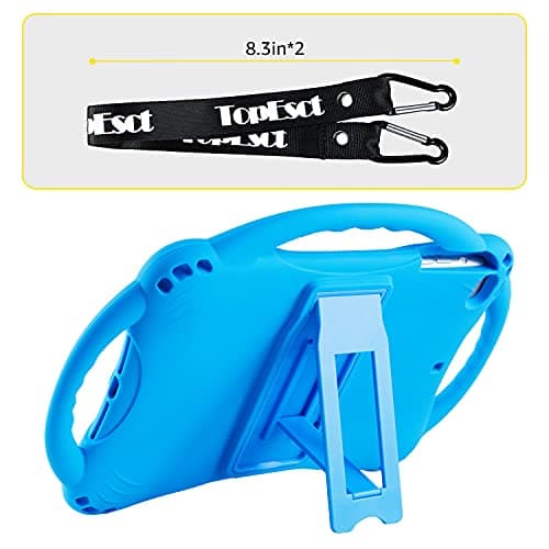 TopEsct Kids Case for 7.9 inch iPad Mini 5th/4th/3rd/2nd/1st Gen (Old Model) Silicone Shockproof Protective Cover with Built-in Handle Stand and Strap (Blue) — view 6