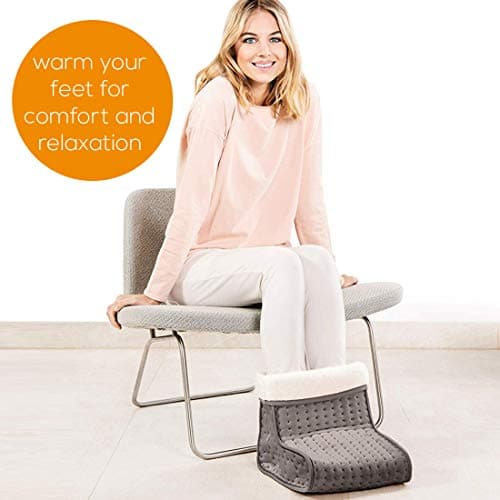 Beurer FW20UK Cosy Foot Warmer - Taupe | Electric foot warmer for cold feet | 3 temperature settings | Cosy teddy fleece lining | Soft and breathable | Suitable up to shoe size 12.5 | Washable lining — view 5