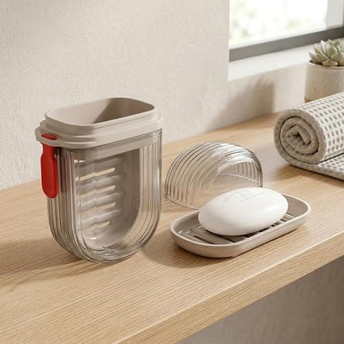 Merzio 2 Pack Travel Soap Case, Leak Proof Soap Dish with Lid, Portable Soap Box Holder Container with Drainage Layer for Bathroom, Shower, Gym, Camping and Outdoor Activities (Grey) — view 4