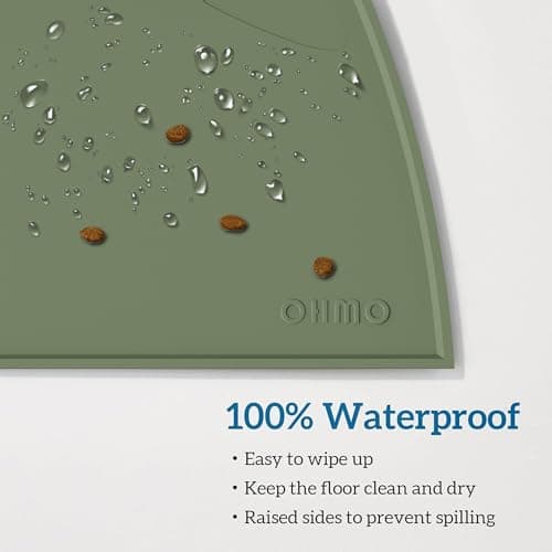 OHMO Silicone Cat Food Mat for Food&Water Bowls, 52x30cm, Camo Green — view 4