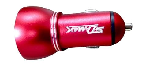 SDMAX Metal Dual USB Car Charger 3.1A, USB Cable, Quick Charge, Premium High Speed, Compact Design, Rapid Charge, Power Protection, Compatible With Tablets And Smartphones (Red)