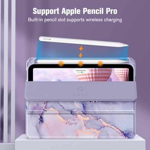 FINTIE Hybrid Case for iPad Mini 7 / Mini 6 8.3 Inch, Lilac Marble — view 6