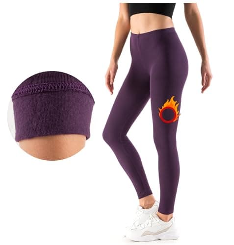 FUTURO FASHION Winter Fleece Lined Leggings for Women Thermal Warm Leggings for Women UK Fleece Lined Ladies Pants Elastic Mid Waisted Daily Yoga Gym Hiking Women's Leggings, Size 8-28 Plum