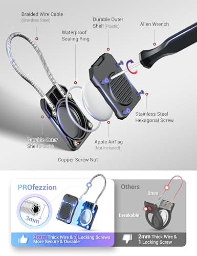 PROfezzion 4-Pack Secure Air Tag Holder with Metal Wire Cable for Luggage — view 2