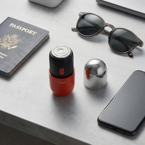 Mini Electric Shaver, Compact Electric Razor for Men Women, USB-C Rechargeable Mini Shaver, Waterproof Portable Shaver, Powerful Men's Shavers, Cordless for Travel Home Business Trip (Red) — view 4