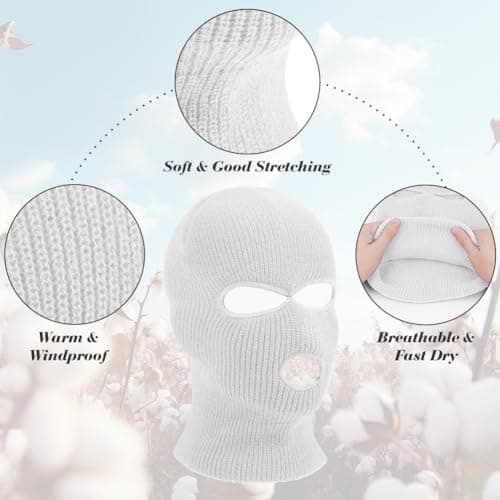 HAGOT 3 Hole Full Face Balaclava, Winter Knitted Balaclava, Ski Face Cover Unisex, Full Facecover for Outdoor Sports — view 2