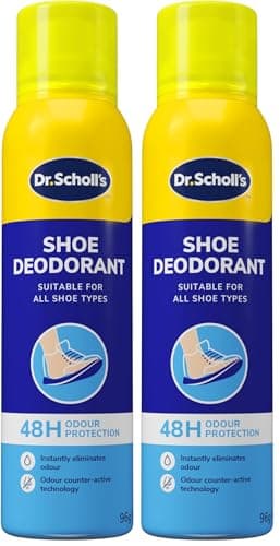 Dr. Scholl’s Fresh Step Anti Odour Shoe Spray, Eliminates Odor For Up To 48 Hours. Fresh Scent, Quick Drying, Suitable For All Shoe Types, Running Trainers, Sports, & More, 150ml, Pack of 2