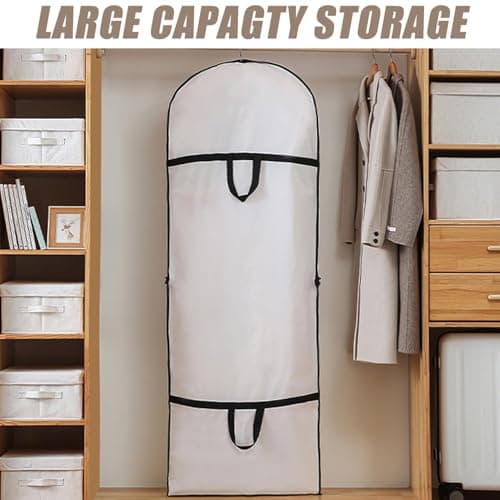 Long Dress Bags Covers Garment Storage bags with Zip Wedding Dust Cover Foldable Washable Clear Lightweight Garment Bags for Travel Weddings Suits and Dresses (white) — view 5