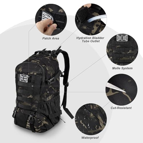 Jueachy Military Tactical Backpack 30L Water Resistant Rucksack for Men — view 5