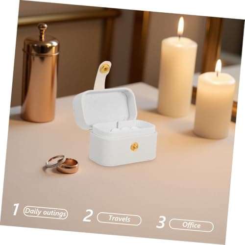 Operitacx 2pcs Mini Ring Storage Box Ring Display Case White Pu Fleece Multislot Scratch-resistant Jewellery Organizer and Wedding Bands Travel and Wedding Use for Brides and Women — view 6