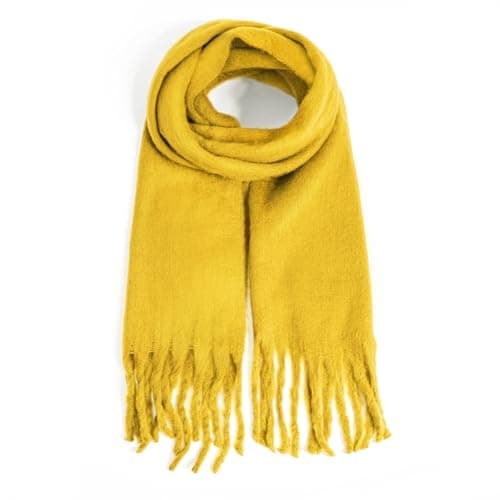 TUSHUSTY Scarf for Women Men Winter Plaid Soft Warm Neck Wrap, Yellow