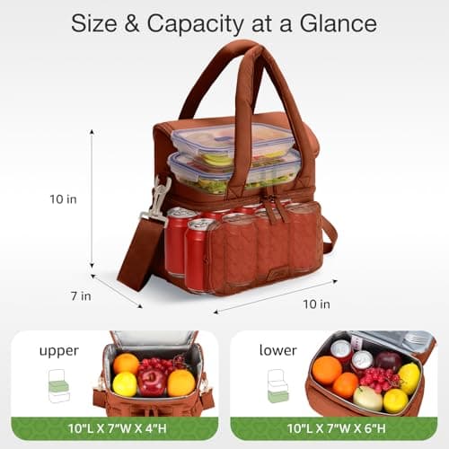 Lekespring 12L Insulated Lunch Bag & Cool Bag for Women, Double Layer — view 3