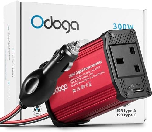 Car Power Inverter 300W 12V to 240V – Fast Car Charger, USB-C & USB-A