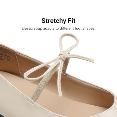DREAM PAIRS Women's Ballet Mary Jane Flats,Beige,5.5 — view 5