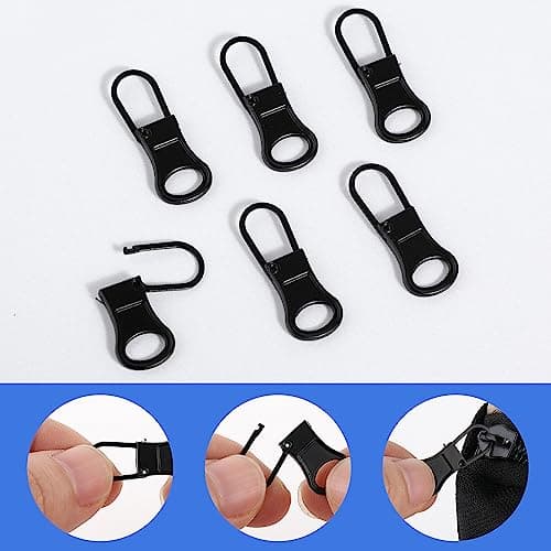 Ouligay 6pcs Replacement Zipper Pull Tabs - Detachable Metal Extender and Repair Kit for Jackets, Jeans, Pants, Coat, Backpacks, Luggage, Suitcase, Purse — view 4