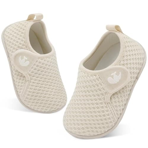 JIASUQI Toddler Breathable Sneakers Girls Boys Slip On Barefoot Shoes Kids Lightweight Casual Walking Shoes Non-Slip School Shoe(Beige 120,Size 2.5-3) — view 6