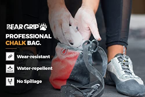 BEAR GRIP Premium Chalk Bag Bundle Pack for Rock Climbing with Waist Belt Chalk Ball and Brush. (Black) — view 6