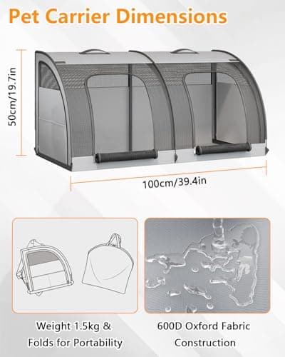 Large Pet Carriers for Car, Foldable Car Pet Seat for 2 Cats - 100×50×50cm — view 2