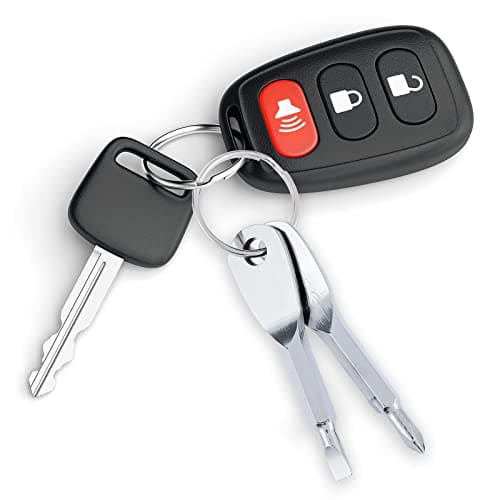 Cobee Multifunction Screwdriver Keychain, 2-Piece Set - Portable Flathead & Phillips Screwdriver Tool Keyring for Men, Outdoor Repair (Silver) — view 5