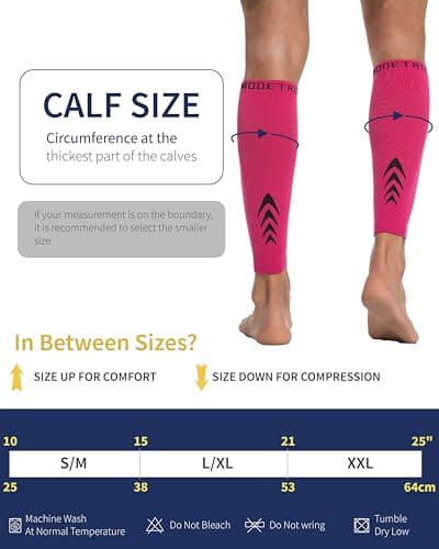 Modetro Sports Calf Compression Sleeves for Men Women - 20-30mmhg Shin Splints Support - Calf Support Pink SM — view 3