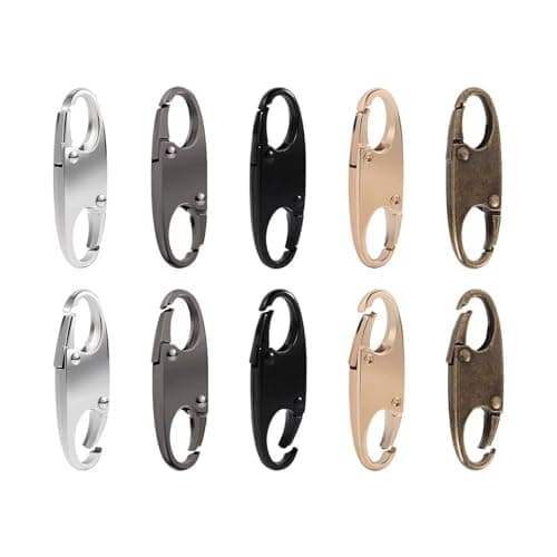 10-Pack Dual-Headed Zipper Lock Clips, 5 Colors (Gold, Silver, Gun Black, Bronze, Black), Anti-Theft Security Locks for Backpacks, Luggage, Bags & Suitcases, Wallet