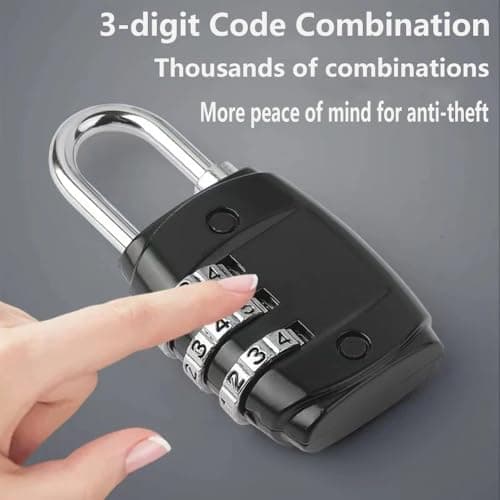 Stylish Rustproof 2pcs 3-Digit Combination Padlock for Suitcases (Black and White) — view 5