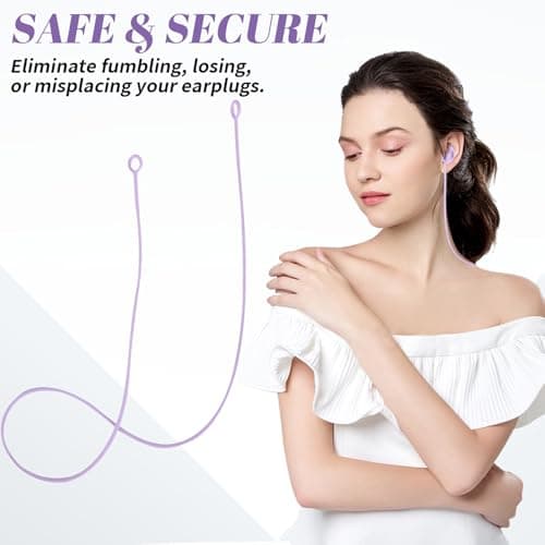 NECXON Earplug Lanyard, Tug-Resistant Safety Cord, Silicone, Purple, Earplug Connector Cord, Anti-Lost, Prevents Earplugs from Falling — view 3