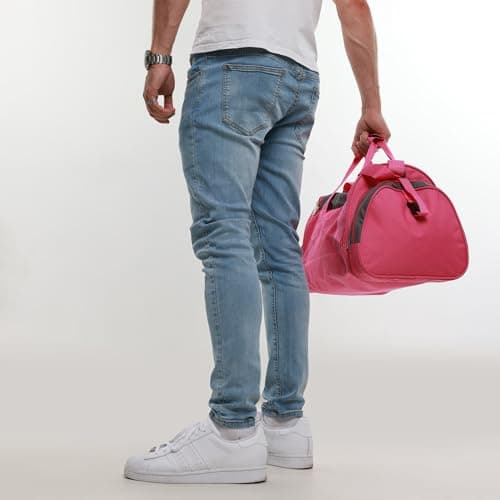 Mens & Womens Sports & Gym Travel Holdall Bag in Pink — view 5