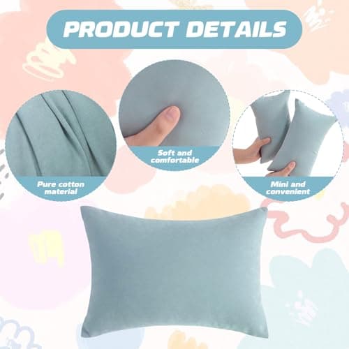 PLUSHCEWT Mini pillows for sleeping 11" x 7" Small Travel Pillow Tiny Cotton Pillows for Adult Kids Pets Dogs Neck Wrist Lumbar and Knee Machine Washable (Blue) — view 3