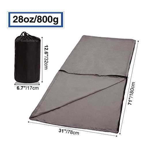 REDCAMP Soft Fleece Sleeping Bag Liner Thermal for Adults,Lightweight,Grey — view 5
