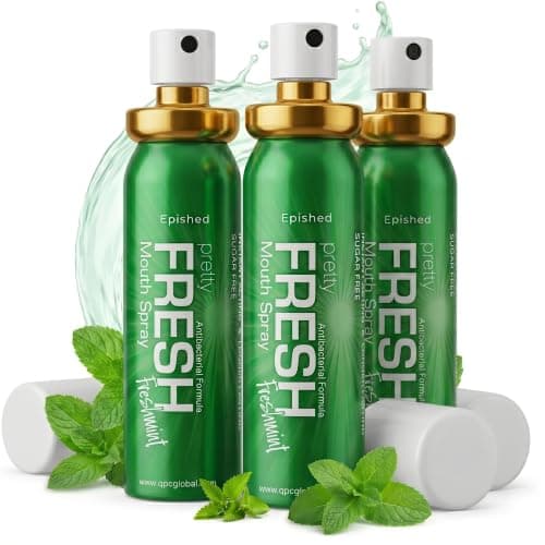Fresh Mint Breath Spray, 3 x 20ml – Antibacterial Sugar Free Breath Freshener for Bad Breath & Smokers, Oral Hygiene Mouth Spray, Long Lasting Fresh Breath